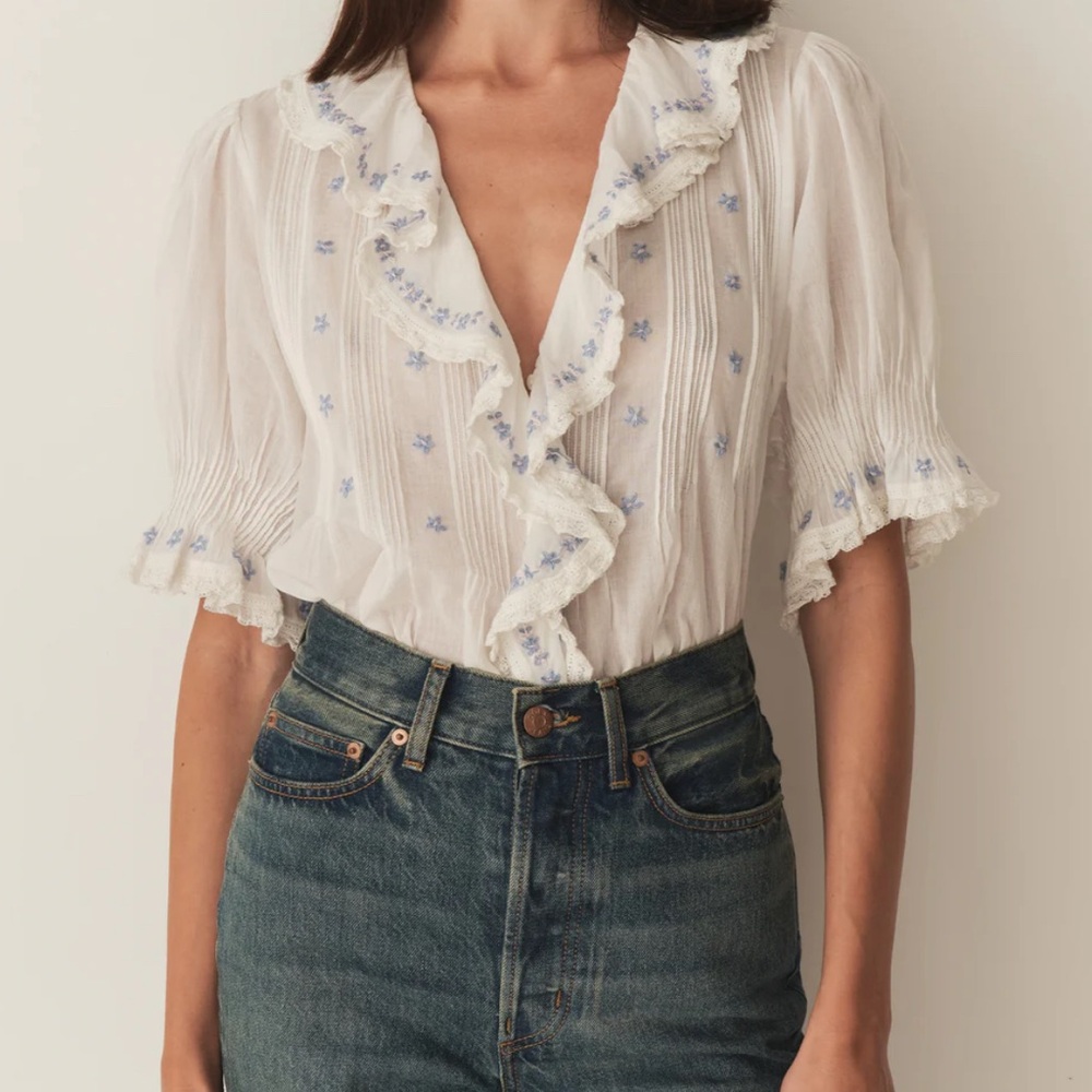 Doen Hettie Top in Salt, NWOT